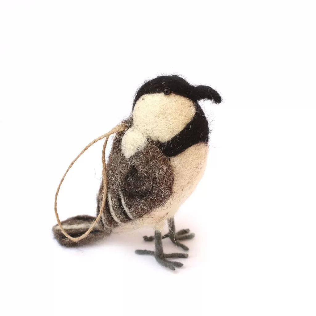 De Kulture Handmade Premium Wool Felt Sparrow (Hanging) Eco Friendly Needle Felted Christmas Xmas Tree Decoration Stuffed Ornament for Home Office Party Holiday Décor, 2x4x3 (LWH) Inches